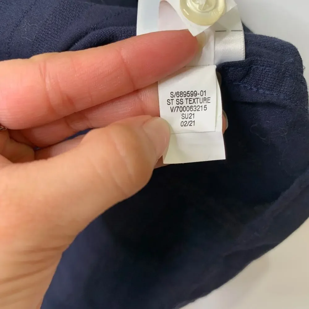 Banana Republic Shirt Mens XXL Relaxed Fit Navy Blue Organic Cotton Linen Blend